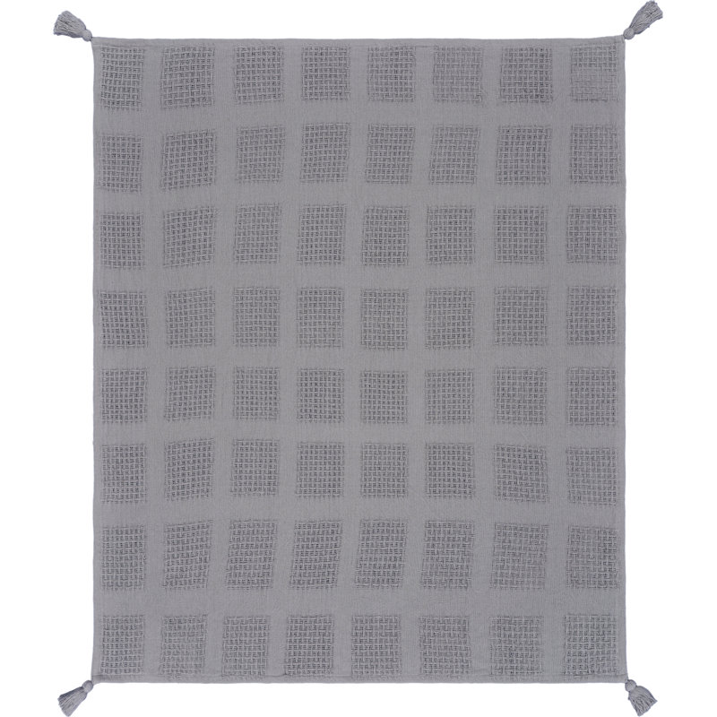  Jeté en coton Waffle Weave, Gris