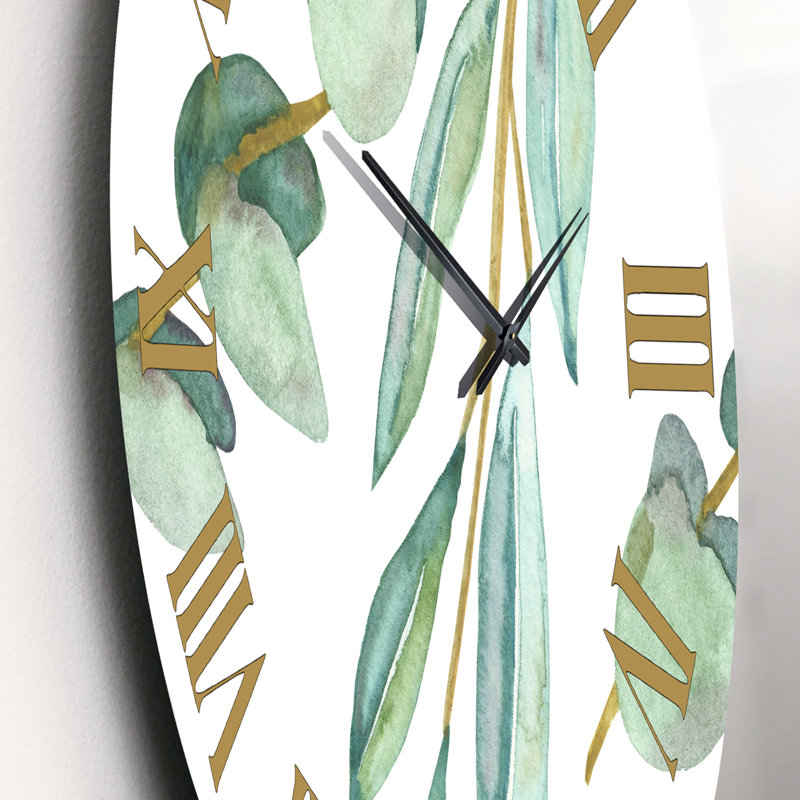 Jeunes feuilles d'eucalyptus et branches III - Horloge murale traditionnelle, Petit