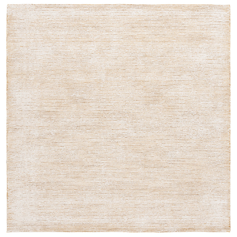 Diether Hand Tufted Wool/Viscose/Cotton Solid Color Rug in Ivory/Gold, Square 6'