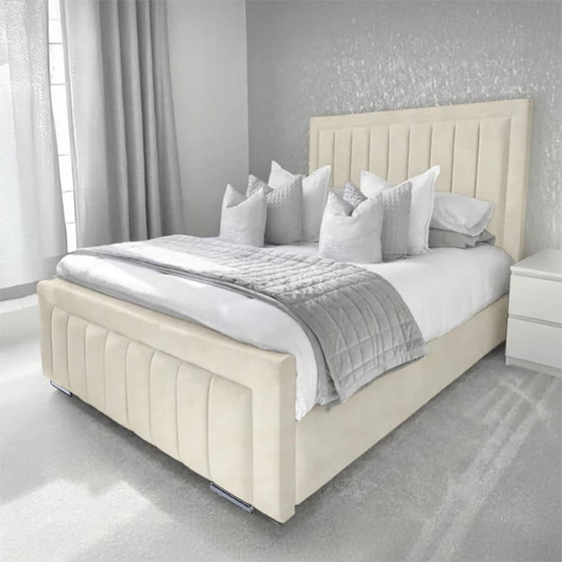 Abianna Upholstered Bed, Single (3'), Cream