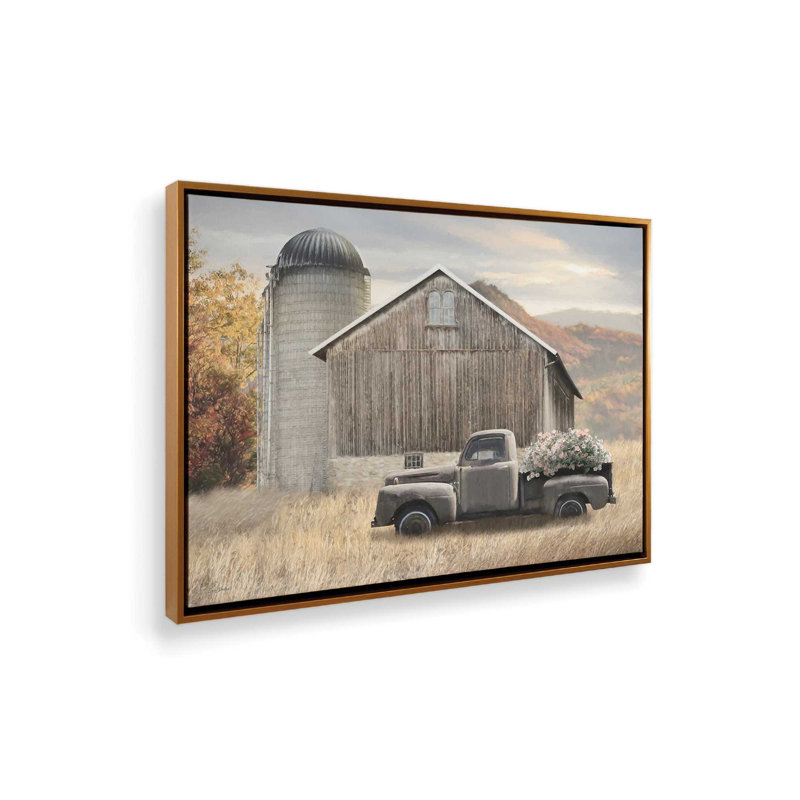 Impression d'art « Grange rustique d'automne » de Lori Deiter, L 24 po x H 18 po, Doré, Toile avec cadre