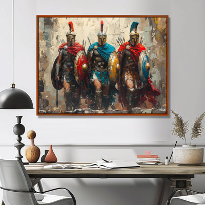 Multicolore grecs Warriors prêt pour la bataille - armée, impression d'art mural