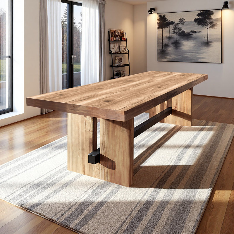 Table de salle à manger rectangulaire en bois massif, H 29,53 po x L 78,74 po x l 31,5 po