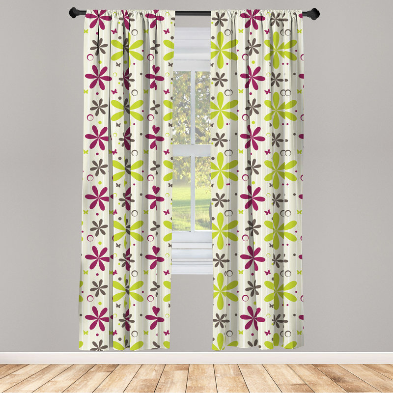 Floral Semi-Sheer Rod Pocket Curtain Panels, 28" x 84"