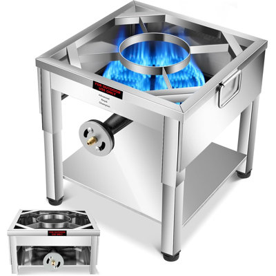 200,000 Btu Propane Burner With Foldable Legs, Heavy Duty Stainless Steel Outdoor Gas Cooker For Turkey Fry, Seafood Boil, & Homebrewing, High Pressure 20psi Regulator & Steel Braided Hose