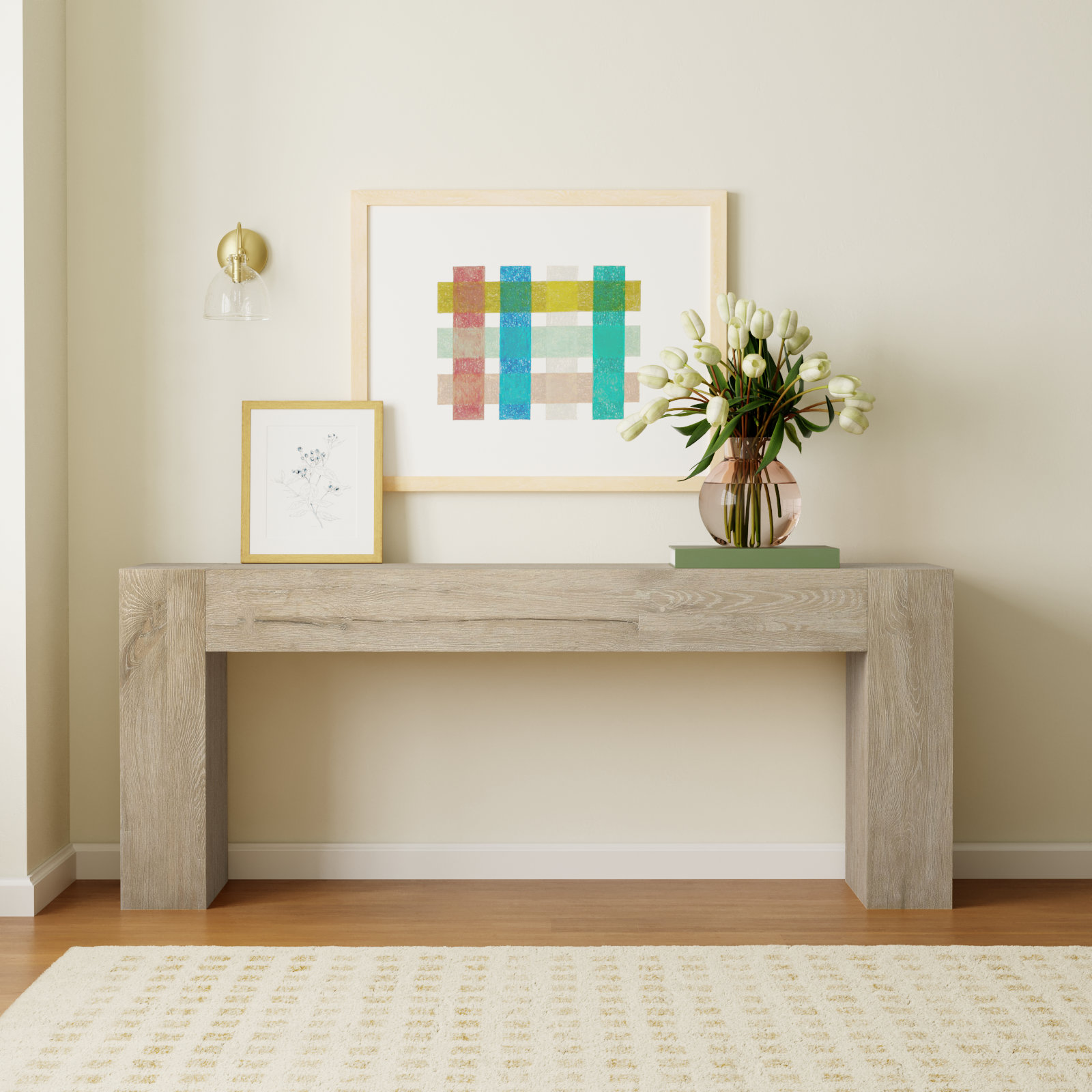 Elise 72" Console Table, Whitewash