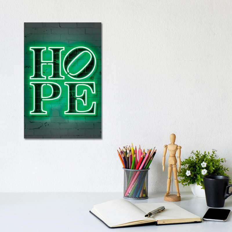 "Hope" par Octavio Mielu-impression d’art textuel, Pas de tapis, Toile tendue, H 12 po x l 8 po x P 0,75 po