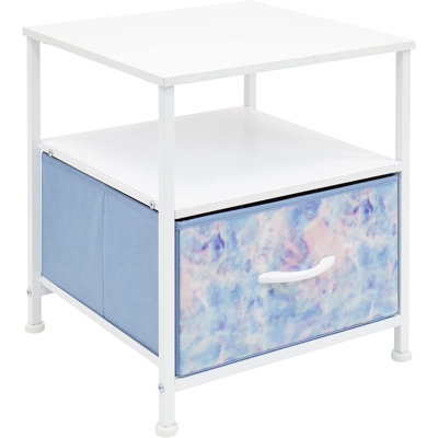 Sorbus 1 Drawer and Shelves Nightstand with Steel Frame, Wood Top & Fabric Bins in Tie Dye