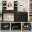Bureau de maquillage pour meuble-lavabo avec miroir lumineux à DEL et prise de courant, 8 tiroirs, 6 tablettes de rangement, 3 modes de couleurs et coiffeuse à luminosité réglable, meuble-lavabo de coin, changement de forme en L, bureau de 39,4 po-628197827