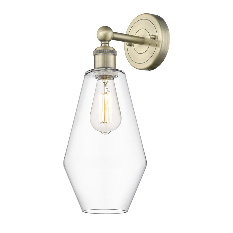 Amylea Armed Sconce, Clear, Antique Brass