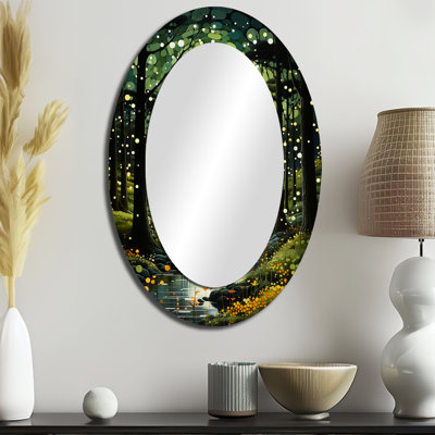 Miroir décoratif ovale sur métal Forest Enchanted Forest Pastoral II - Paysages