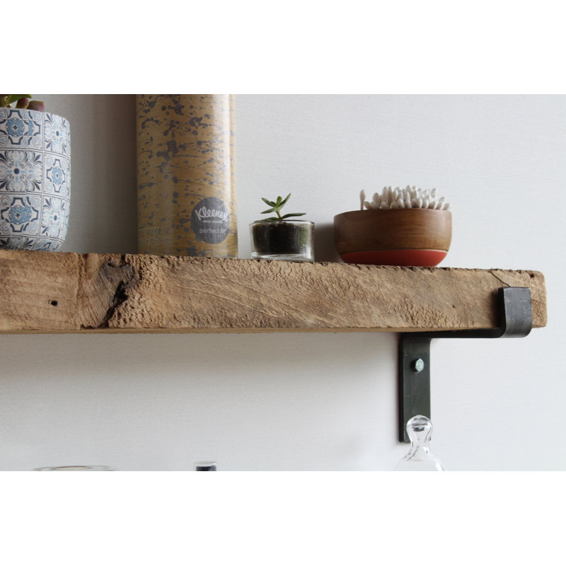 Tablette décorative en bois massif 2 pièces Brennon, Naturel (sans teinture), H 2 po x l 48 po x P 7 po
