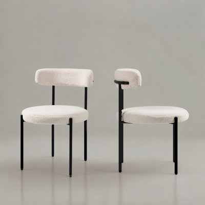 Villeda Solid Back Boucle Fabric Side Dining Chairs set of 2