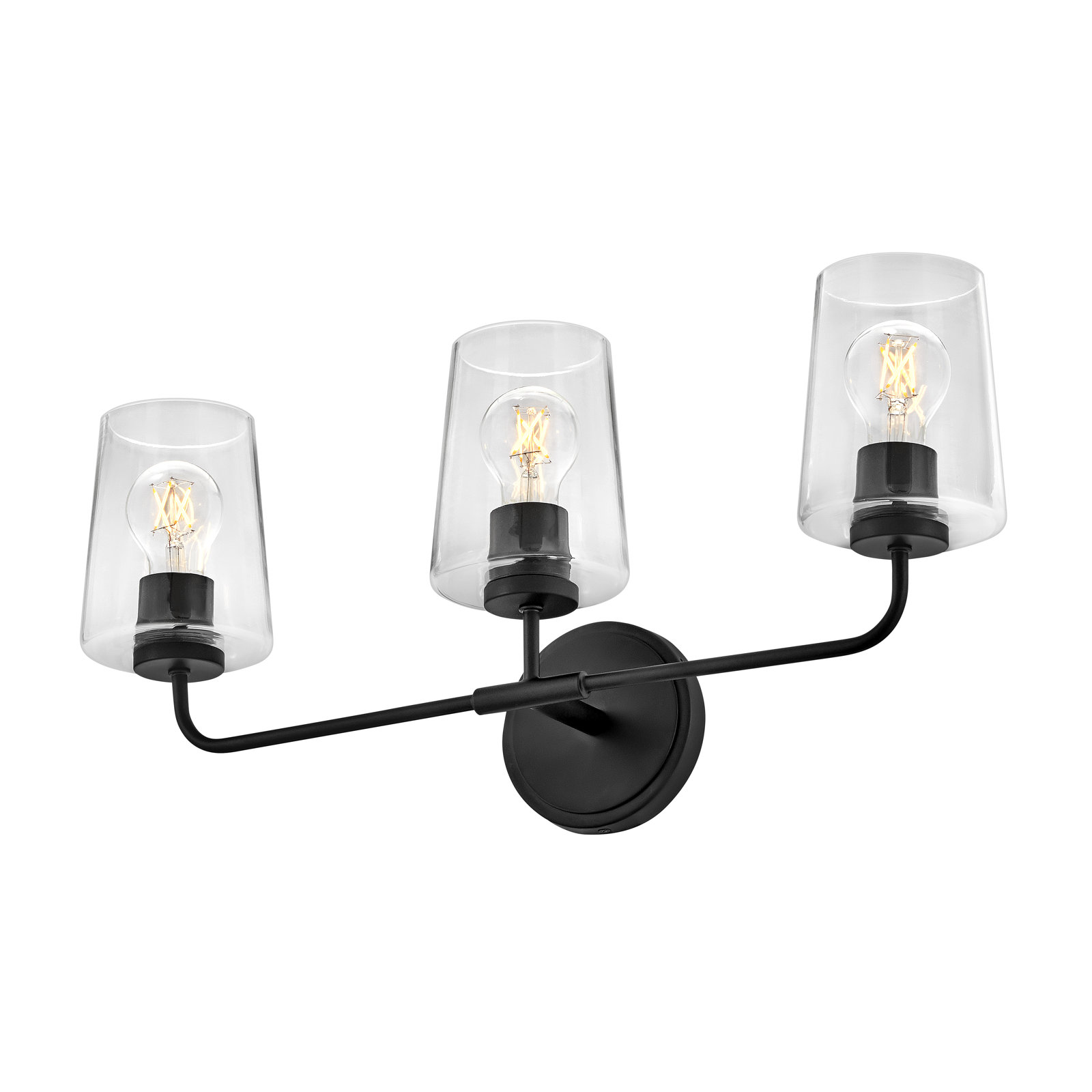Verbena 3 Light Transparent Dimmable Vanity Light, Black