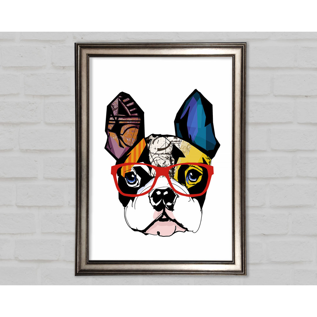 Popart Französische Bulldogge Pooch Gerahmter Druck