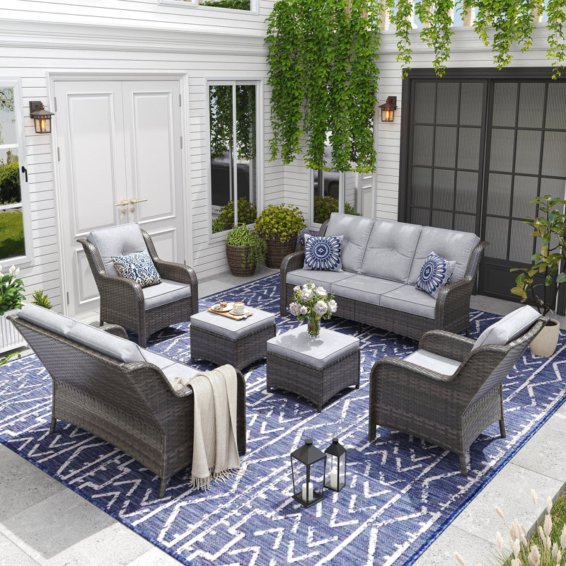 Pe Wicker Outdoor Conversation Sets, Gray Cushion/Gray Frame