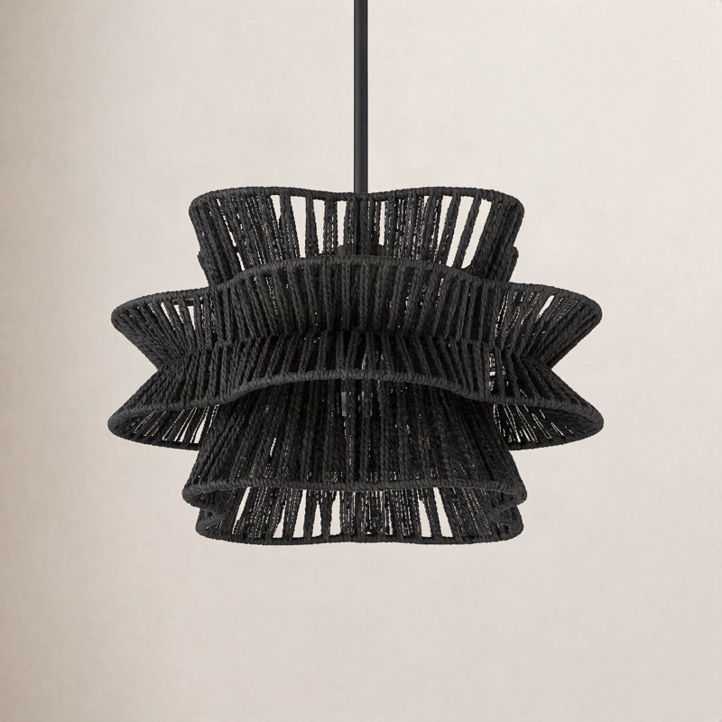 Luminaire suspendu en corde tissée 1 lumière à intensité variable Towne, Noir