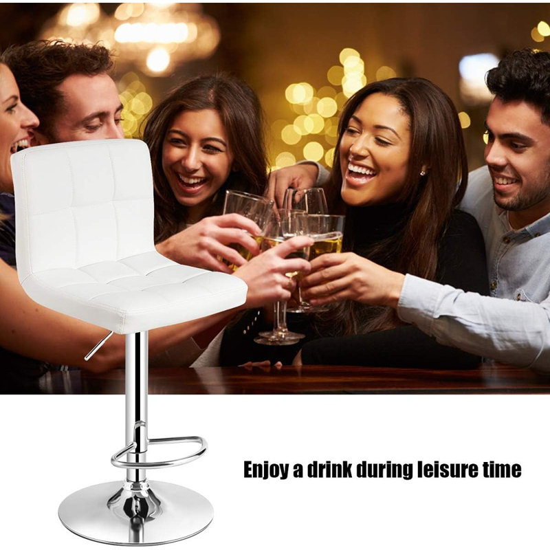 Tabouret de bar moderne pivotant et réglable en cuir synthétique avec dossier pour sièges de comptoir
