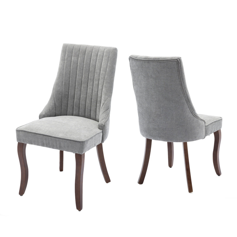 Chaises de salle à manger rembourrées en lin, Gris