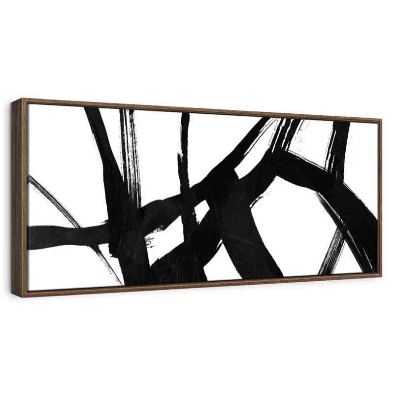 Encre noire stries V, 31" X 11", Floating Frame Walnut