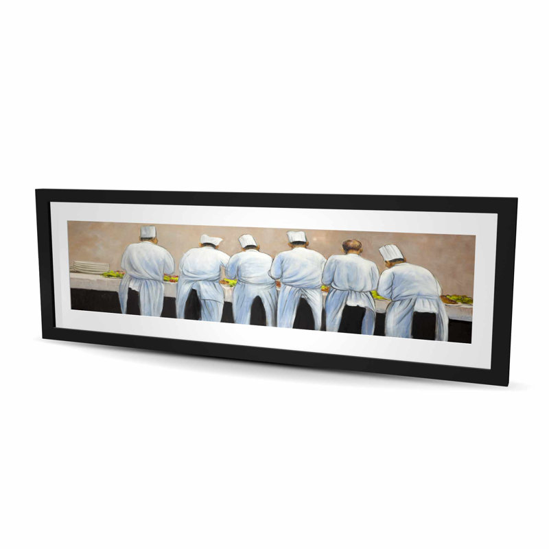 Cooks Chefs Working Together - Beige Framed Matted Print