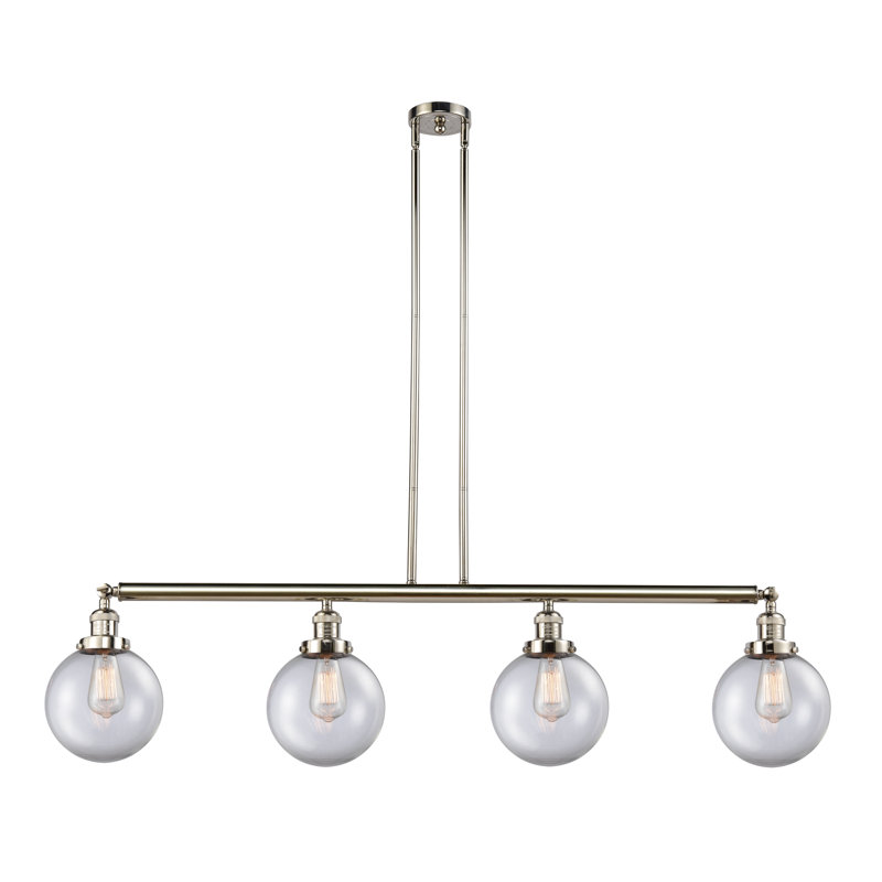 Clementina 4 - Light Kitchen Island Pendant, No Bulb Included, Clear, Polished Nickel