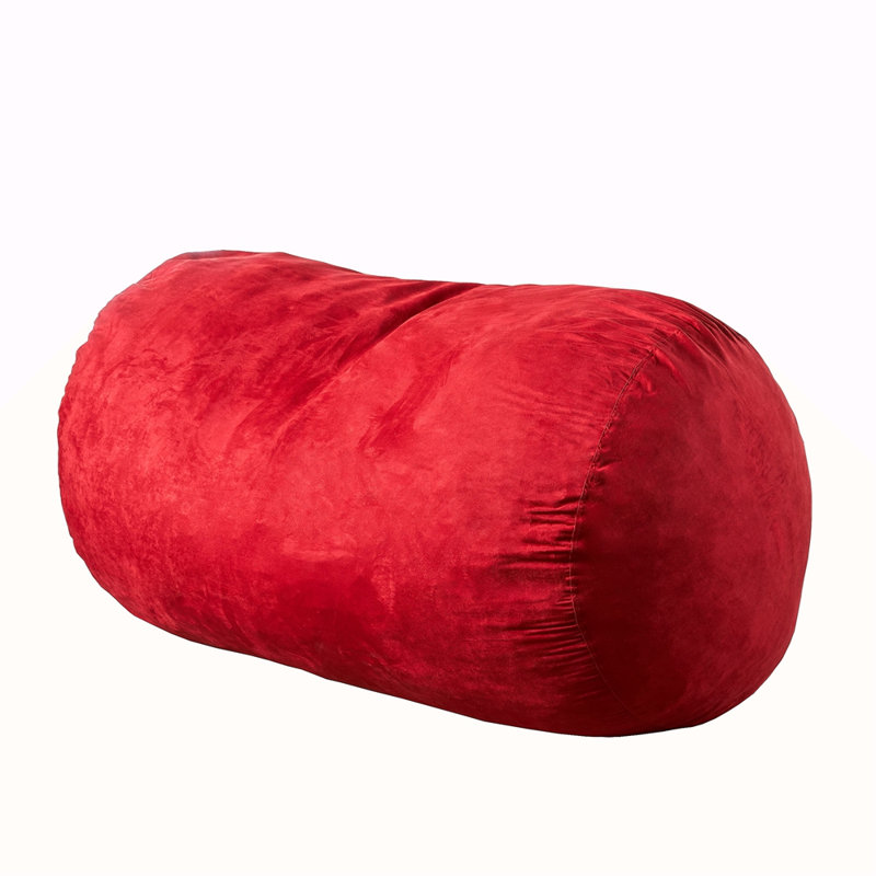 6.5 Foot Suede Cylindrical Bean Bag, Red