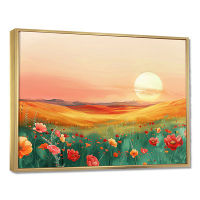 «Flower Meadows At Sunset II - Landscape Mountains», art mural