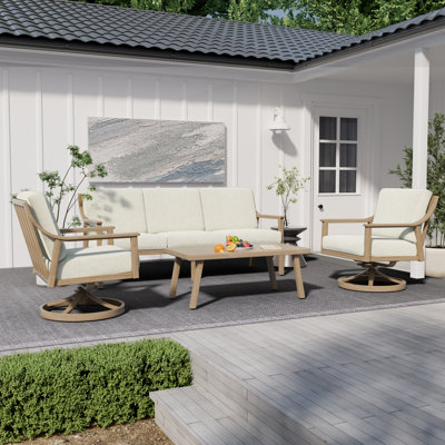 Ensemble de conversation d'extérieur en aluminium avec canapé et chaises pivotantes Vishali