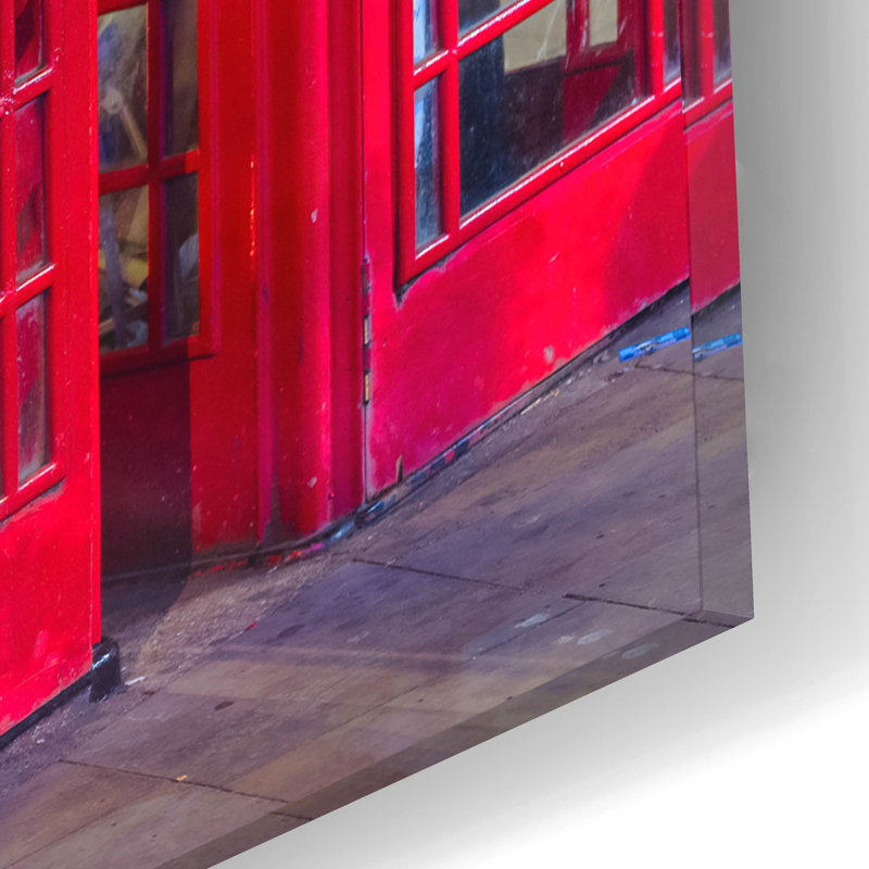 Art mural en verre acrylique, 24 po x 16 po, «London Red Téléphone Boxes» par Mark A Paulda, H 12 po x l 16 po x P 0,13 po