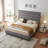 Luxury 60-Inch Asymmetrical High-Back Linen Upholstered Platform Bed - Memory Foam Compatible, No Box Spring Needed | Elevate Your Bedroom with Contemporary Style & Restful Comfort-94914998-94914999