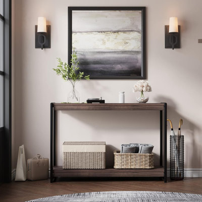 Console, table d'entrée étroite de 39,5 pouces avec 2 tablettes de rangement