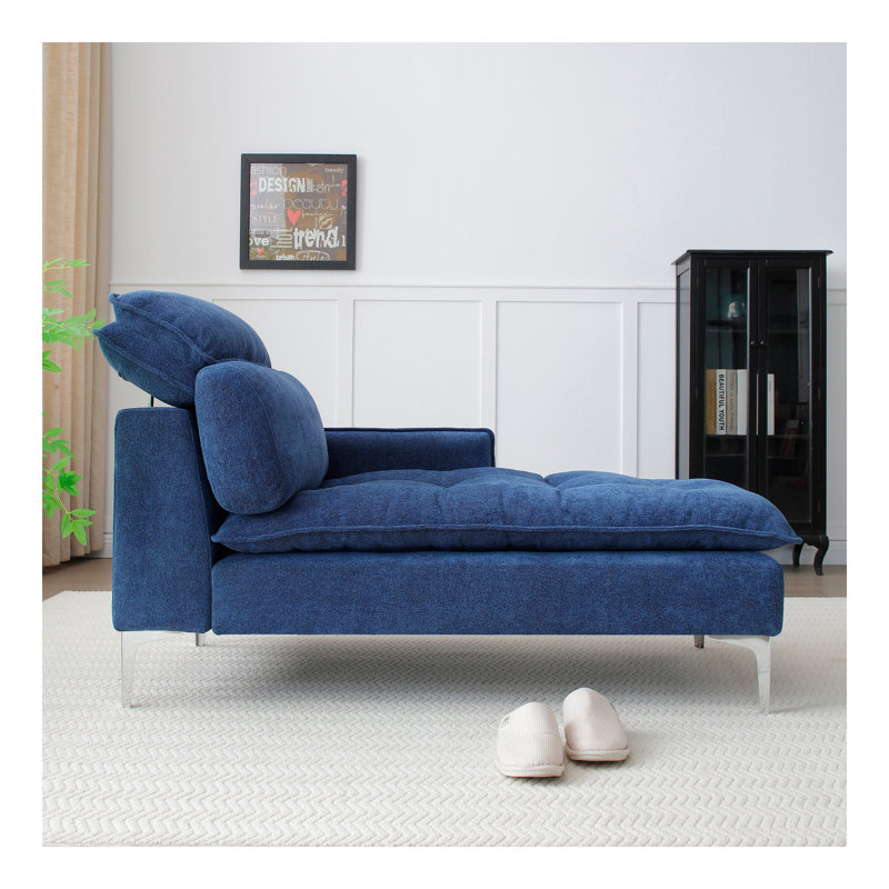Méridienne méridienne intérieure avec accoudoir gauche et coussin lombaire capitonné à boutons pour le salon, la chambre à coucher et le bureau