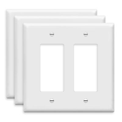 2-Gang Rocker Wall Plate, White(3-Pack)