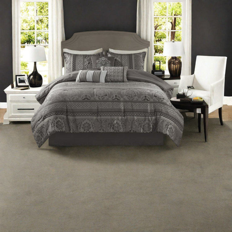 Ensembles de literie luxueux en polyester, motif jacquard gris pour la maison