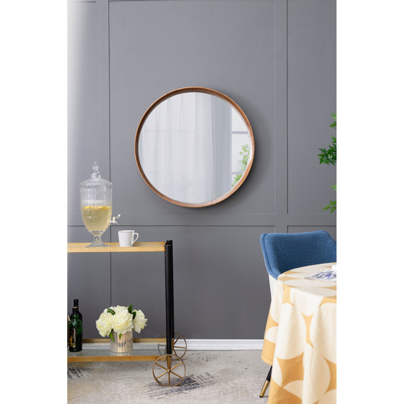 31,5 "miroir rond en bois de pin, miroir mural pour la salle de bain