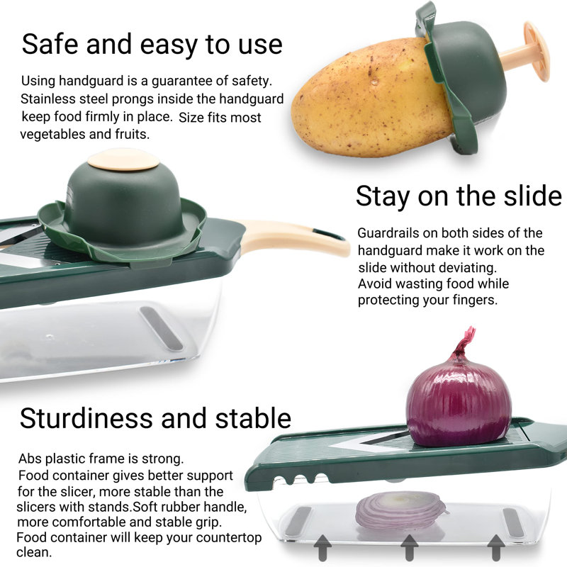 Adjustable Mandoline Slicer For Kitchen,Ultra Sharp V-Blade Vegetable Slicer With Container,Slicer Vegetable Cutter,Julienne Slicer, Potato Slicer For Apple,Onion,Tomato Lemon Slicer