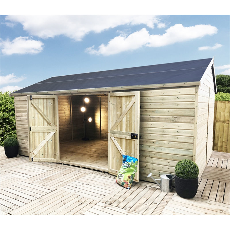 Iveta Solid Wood Garden Shed, 10 ft. W x 15 ft. D