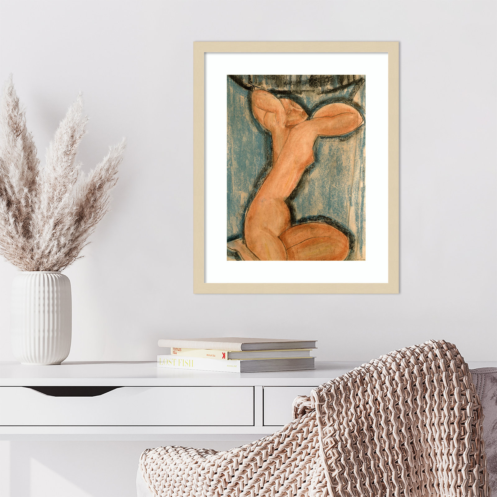 Caryatid by Amedeo Modigliani Wood Framed Wall Art Print, Brown, 21" H x 17" W