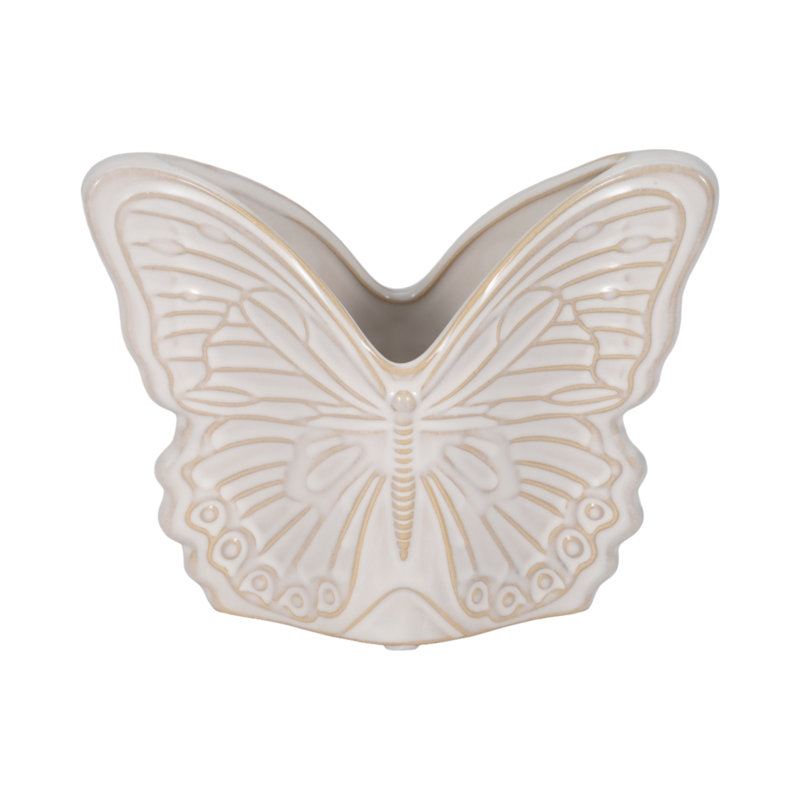 Sagebrook Home 7" Butterfly Planter, Ivory, 5" H x 7" W 4" D