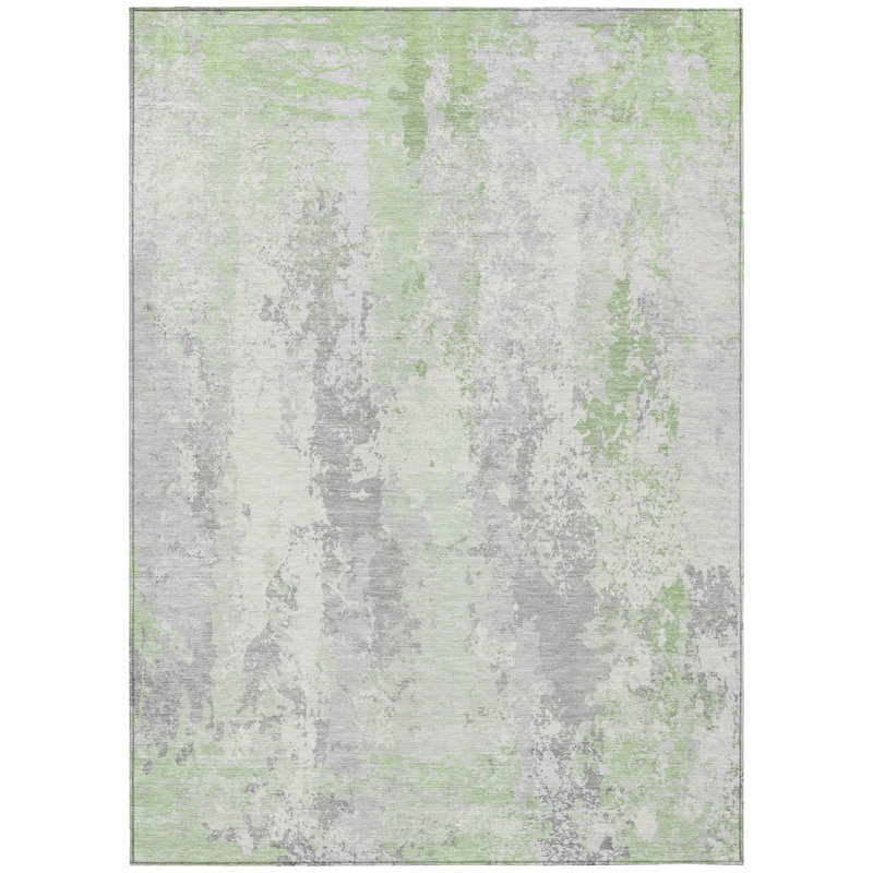 Machine Washable Indoor/Outdoor Xhevrie Aloe Rug, Rectangle 9' x 12'