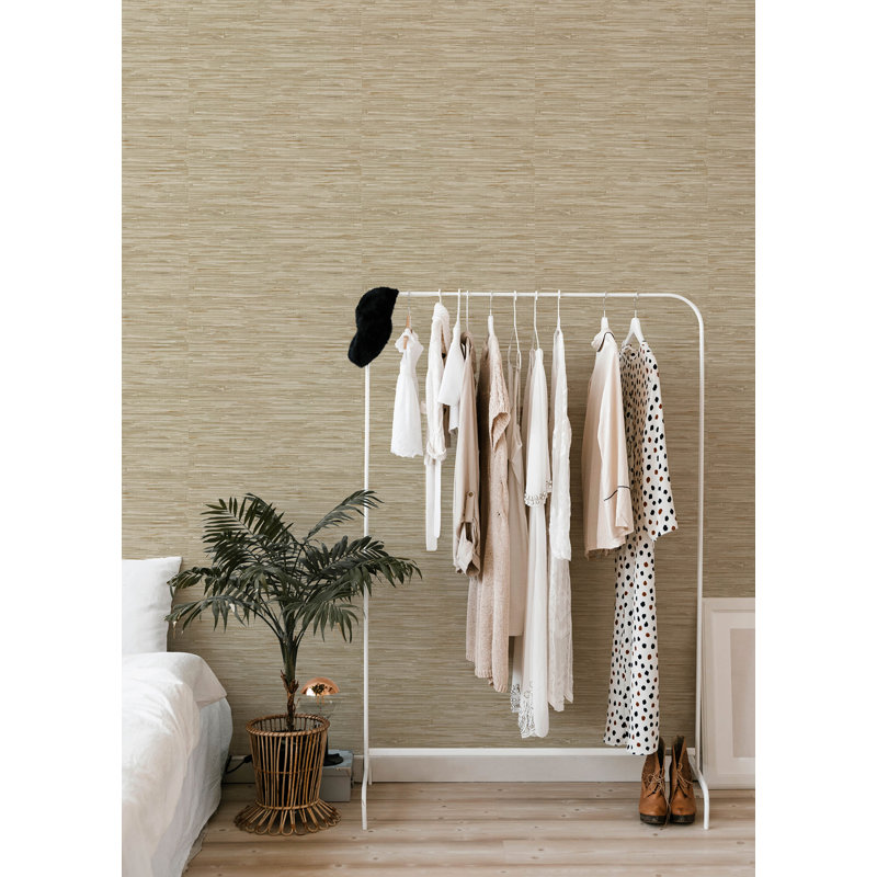 Exhale Light Brown Woven Faux Grasscloth Wallpaper, Brown