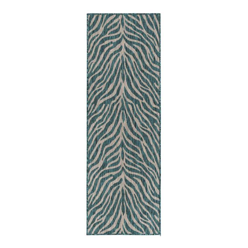 Teal Tsavo Indoor/Outdoor Safari Rug, Runner 2' x 6'
