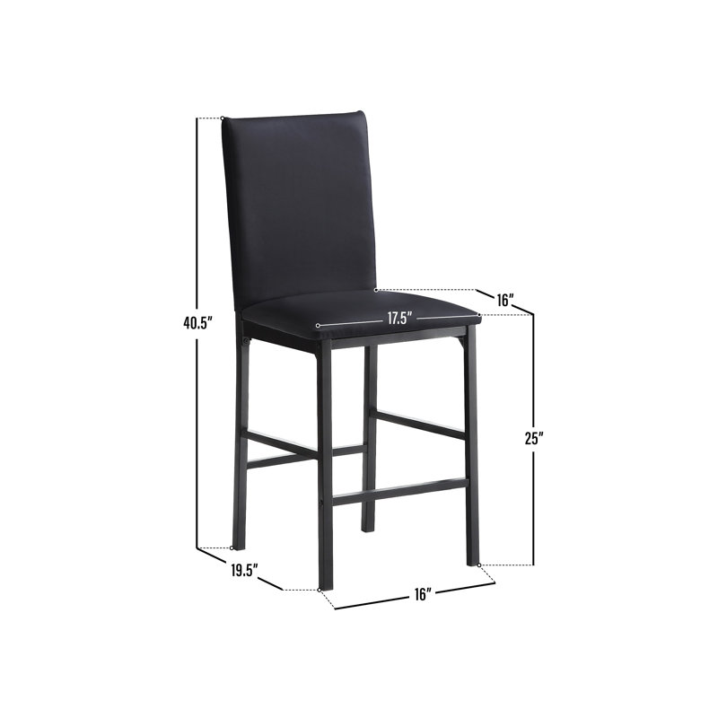 Amaro Upholstered Counter Stool with Metal Frame, Black