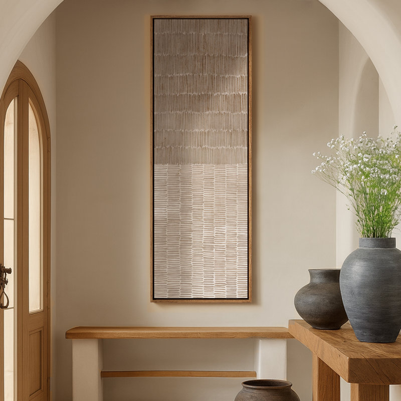 Très grand art mural rétro encadré pour art classique, Naturel, H 60 po x l 20 po