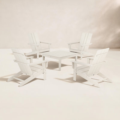 POLYWOOD® x 4-Person Oversized Adirondack Patio Seating Group with Newport Chat Table