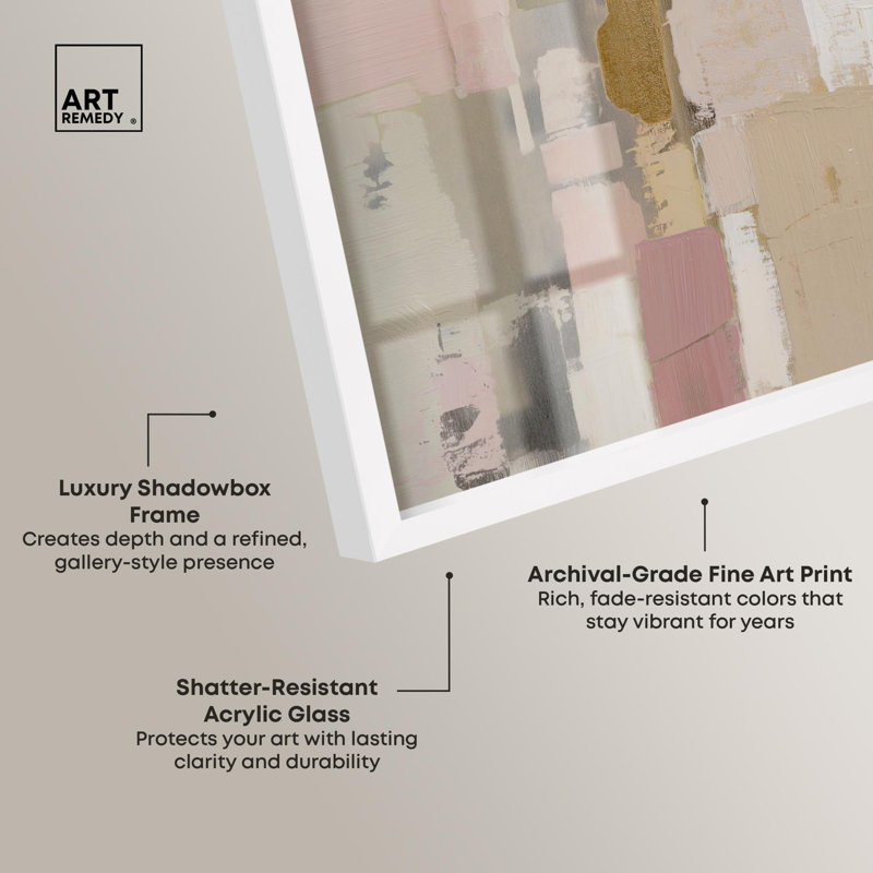 «Mute Palette I Shadowbox Print», art boho neutre par Art Remedy, H 21 po x l 17 po, Blanc
