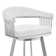 Robinett Swivel Counter or Bar Height Bar Stool with Arms and Footrest in Faux Leather and Metal