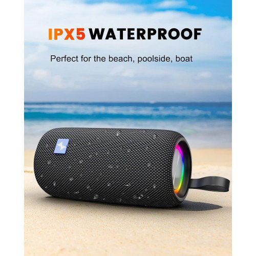 Haut-parleur Bluetooth RVB avec tws, IPX5 imperméable, fente pour carte Tf - Haut-parleur sans fil portable pour la maison, les voyages, les fêtes, la plage
