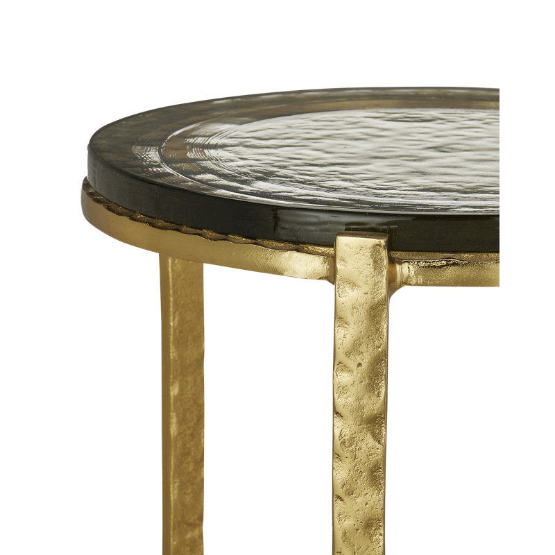 Acea Glass End Table, 23.5" H x 12" W x 12" D, Gold